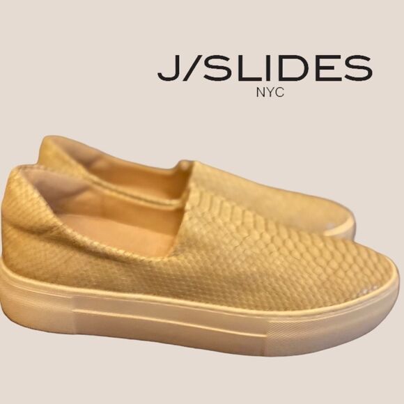 J/Slides NYC Beige Snake "Jibbie" Loafers 7.5 - Picture 2 of 6